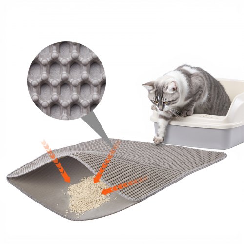 

VEVOR Cat Litter Mat, 30 x 24 in, Double-Layer Litter Box Mat, Non-Slip & Urine-Proof Litter-Trapping Mats for Indoor Cats, Honeycomb Design, Soft on Paws, Washable Large Kitty Mats for Floor