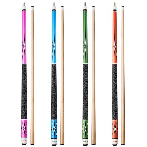 VEVOR Pool Cue, 4 Pieces Pool Stick, 58 inch Canadian Maple Wood Billiard Pools Stick with ABS Connection Ring, Cues Sticks for Professional Pool Table, Bar, Home, Office, 18 oz, 19 oz, 20 oz, 21 oz