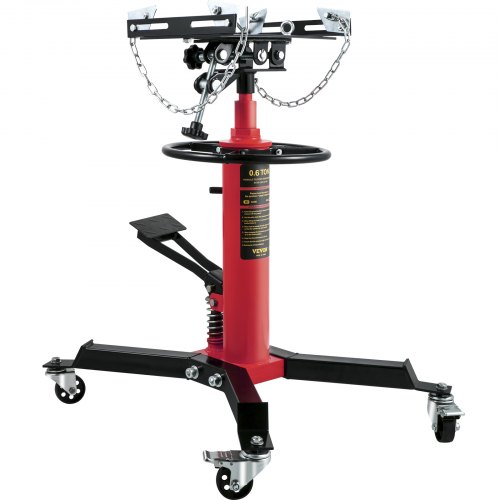 

VEVOR Transmission Jack,3/5 Ton/1322 lbs Capacity Hydraulic Telescopic Transmission Jack, 2-Stage Floor Jack Stand with Foot Pedal, 360° Swivel Wheel, Garage/Shop Lift Hoist, Red