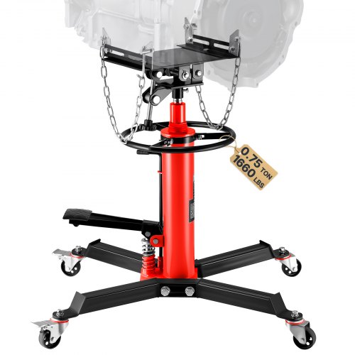 VEVOR Transmission Jack,3/5 Ton/1322 lbs Capacity Hydraulic Telescopic Transmission Jack, 2-Stage Floor Jack Stand with Foot Pedal, 360° Swivel Wheel, Garage/Shop Lift Hoist, Red
