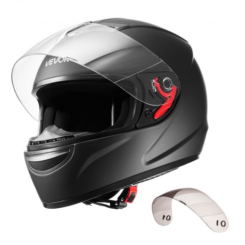 

VEVOR Motorcycle Helmet, Full Face, Adult Motocross Dirt Bike Helmet with Tinted and Clear Dual Visor, Motorbike Racing Street with Detachable Liner for Men & Women, DOT Approved, (Matte Black, M)