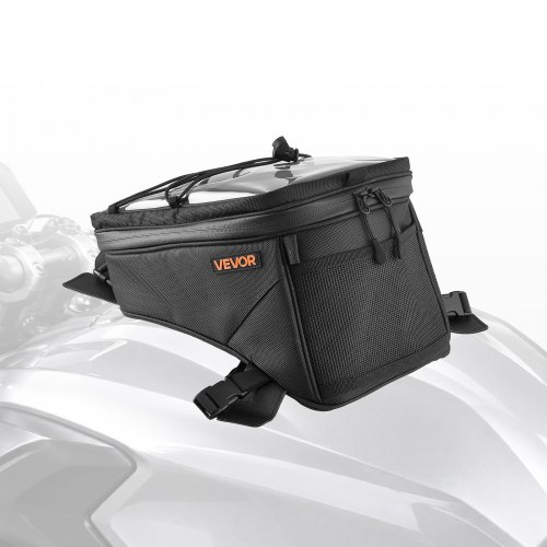 VEVOR Motorcycle Tank Bag, Medium Black Motorbike Storage Bag Accessories, For ADV, Dual Sport, Touring & Dirt Bikes, Touchscreen Phone Map Pocket, YKK Zippers, Quick-Release Straps, with Rain Cover