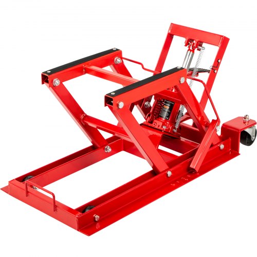 VEVOR Hydraulic Motorcycle Scissor Jack with 1,500LBS Load Capacity, Motorcycle/ATV Jack Hoist Stand Portable Lift Table, Adjustable Motorcycle Lift Jack,with Built-In Lock Pin Red