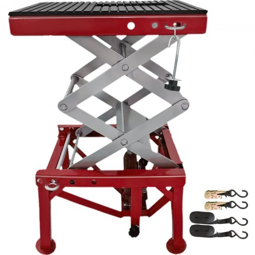 

VEVOR Motorcycle Jack, Hydraulic Motorcycle Scissor Jack with 300LBS Load Capacity, Portable Lift Table, Adjustable Motorcycle Lift Jack, Red Motorcycle Lift Stand