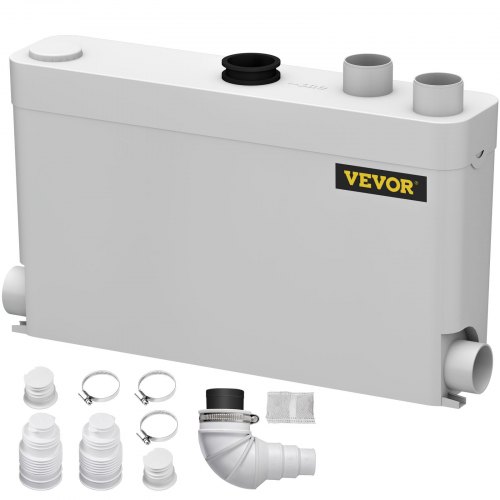 

VEVOR 400W Sewerage Macerator Pump for Basement, Kitchen, Sink, Shower, Bathtub, Waste Water Disposal Machine, Elevation up to 21ft, 4 Inlets(2 Sided), White