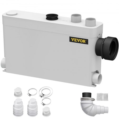 VEVOR Macerator Pump 400W, 5 Inlets(1 Sided) for Basement, Kitchen, Sink, Shower, Bathtub Waste Water Disposal Upflush Machine, Elevation up to 21ft, White