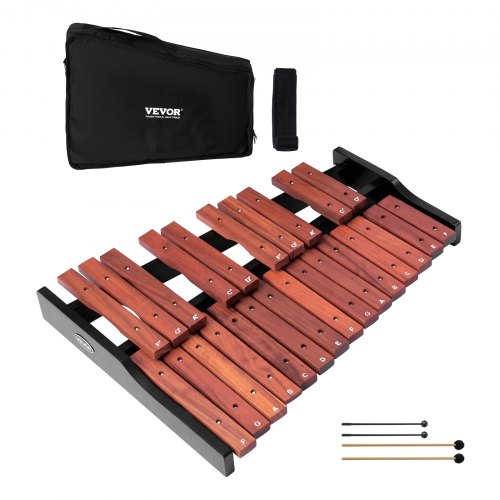VEVOR Glockenspiel Xylophone, 25 Notes, Wooden Professional Xylophone Percussion Instrument, with 4 Mallets, Carrying Bag, Beginner Glockenspiel Musical Instrument Kit for Adults and Kids Students