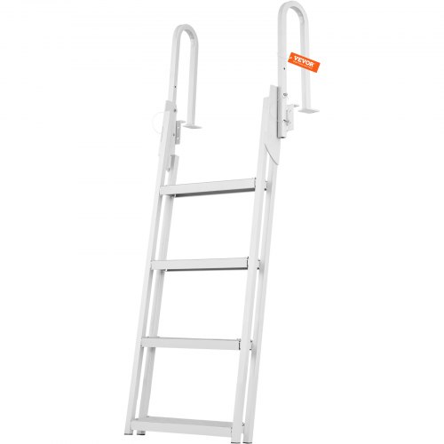 

VEVOR Dock Ladder Flip Up 4 Steps, 159kgs Load Capacity, Aluminum Pontoon Boat Ladder with 4" Wide Step & Nonslip Rubber Mat,Swimm Step Ladder for Ship/Lake/Pool/Marine Boarding