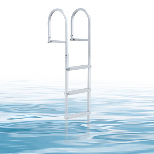 

VEVOR Removable Dock Ladder, 4 Steps, Aluminum Alloy Pontoon Boat Swim Ladder, with Non-Slip Wide PP Steps, 500 lbs Weight Capacity, Quick Release Design, for Lake Swimming, Pool, Marine Boarding