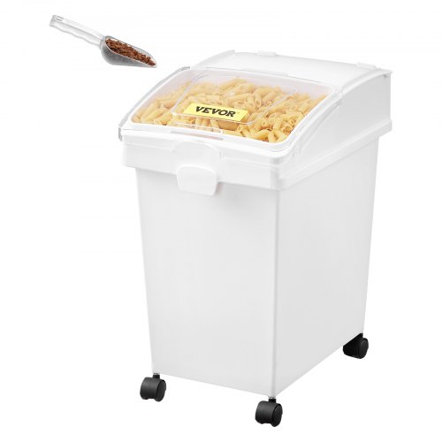 VEVOR Ingredient Bin, 5.2 Gallons Capacity Ingredient Storage Bin, 3 Pcs/Set, PP Material Flour Bins On Wheels, White Shelf Ingredient Bin with Scoop