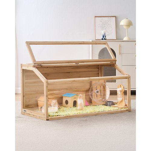 

Wooden Hamster Cage Habitat 48 in Clear Mice Rodents Small Animals Cage