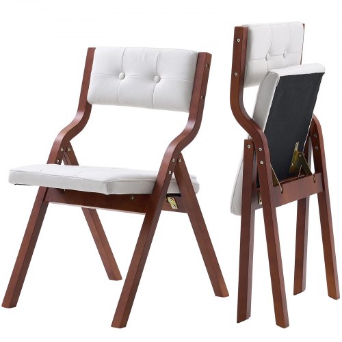 

VEVOR Wooden Folding Chairs with Padded Cushion and Wooden Frame White Set of 2