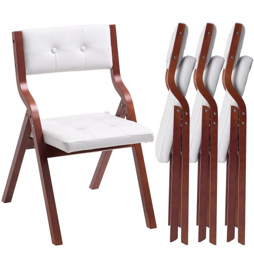 

VEVOR Wooden Folding Chairs with Padded Cushion and Wooden Frame White Set of 4