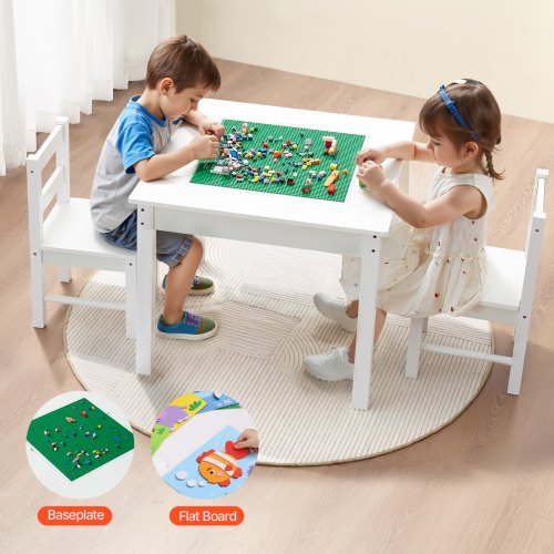 VEVOR 2 in 1 Kid Activity Table and 2 Chairs Set Toddler Play Table with Storage