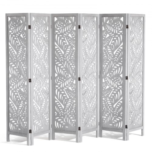 VEVOR Wood Room Divider, 6 Panel Wood Folding Privacy Screen, 66.9 Inches Tall Indoor Louvered Partition Divider, Portable Decoration Screen, for Room