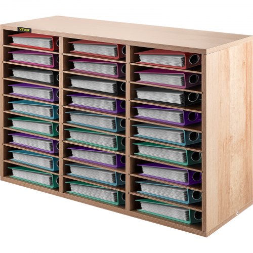 VEVOR Wood Literature Organizer File Sorter Paper Storage Holder 27 Slots White