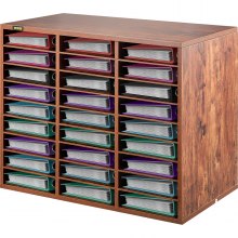 VEVOR Wood Literature Organizer File Sorter Paper Storage Holder 27 Slots Brown
