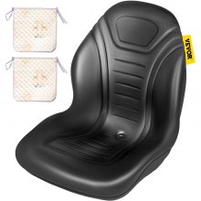 VEVOR Universal Tractor Seat Replacement, Compact High Back Mower Seat, Black Vinyl Forklift Seat, Central Drain Hole Skid Steer Seat with Mounting Bolt Patterns of 8" x 11.5" & 11.25" x 11.5"