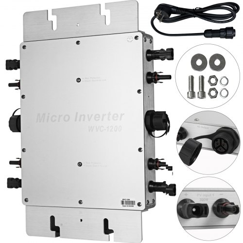 VEVOR 1200W MPPT Waterproof Solar Grid Tie Inverter DC to AC 220V Micro Inverter (1200w 220v)