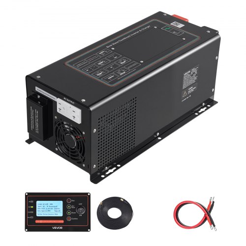 

VEVOR Pure Sine Wave Inverter Charger, 2000W, DC 12V to AC 120V Power Inverter with LCD Display, Remote Control, Low Frequency, GFCI, for RV Camper Home, Compatible with 12V LiFePO4 Lithium Batteries