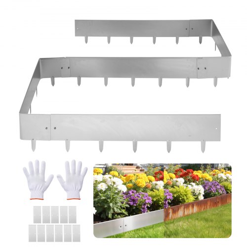 VEVOR Corten Steel Landscape Edging, 10-Pack 100 x 23 cm Metal Edging for Landscaping with 11 Connecting Plates, Easy-to-Install, Metal Garden Edge Border for Flower Bed, Yard Pathway