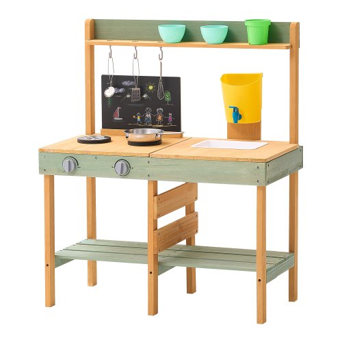 

Wooden Mud Kitchen Outdoor Toy Play Kitchen Set for Kids Pretend Playset