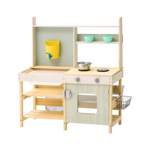 

VEVOR Wooden Mud Kitchen Outdoor Toy Play Kitchen Set for Kids Pretend Playset