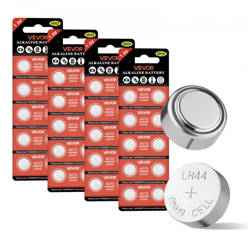 

VEVOR Button Cell Battery, 4 Pack (40 Count) LR44 Alkaline Batteries Non-Mercury, AG13 357 303 SR44 Battery 1.5V Button Coin Cell Batteries for Remote Controls, Heart Rate Monitors, and Other Devices