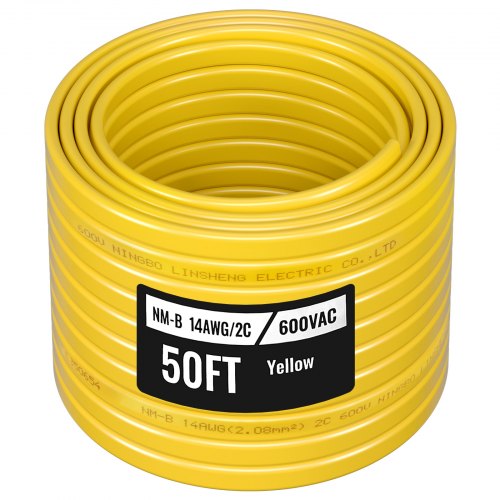 

VEVOR NM-B Wire 14AWG/2C Copper Core Cable 50 ft Electrical Wire with Ground