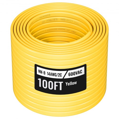 

VEVOR NM-B Wire 14AWG/2C Copper Core Cable 100 ft Electrical Wire with Ground