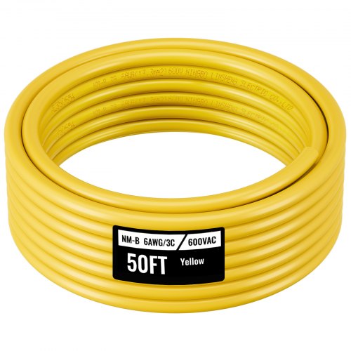 

NM-B Wire 6AWG/3C Copper Core Cable 50 ft Electrical Wire with Ground