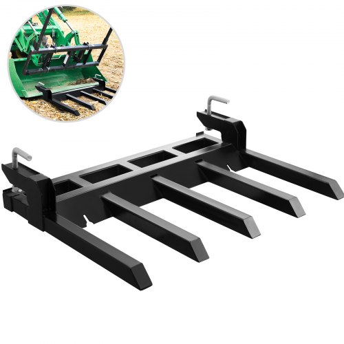 

VEVOR Debris Forks for 48" Bucket, Clamp-on Forks for Tractor 2500LBS Loading Capacity, Tractor Forks Attachment for Bucket, Clamp on Debris Forks with Two Chain Holes for Materials Handling, Steel