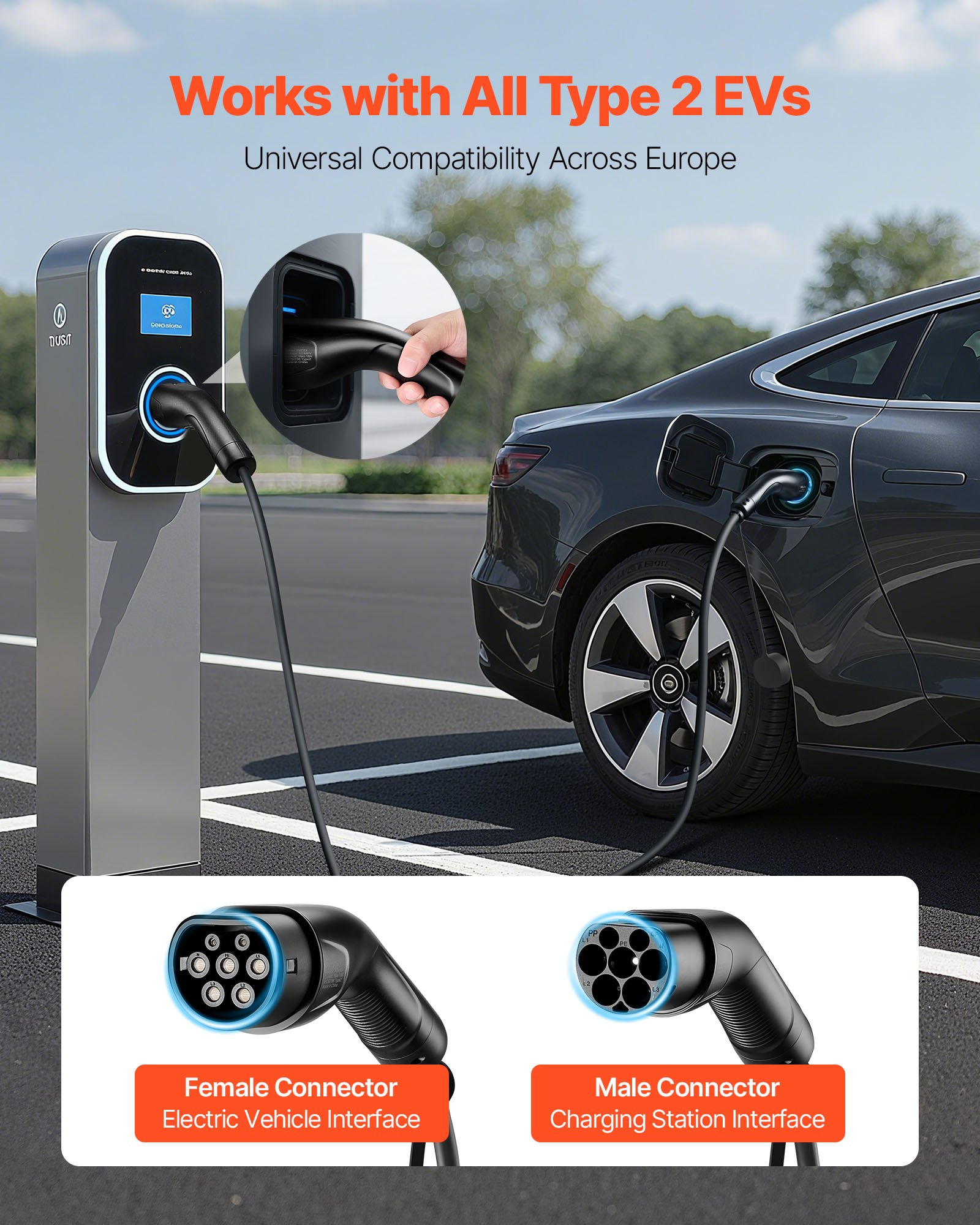EV laadija pikenduskaabel, 10 m, 11 kW