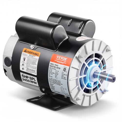 VEVOR 5HP SPL Air Compressor Electric Motor, 230V 17.6Amps, 56 Frame 3450RPM, 5/8" Keyed Shaft, 1.88" Shaft Length, CW/CCW Rotation (Factory Setting i