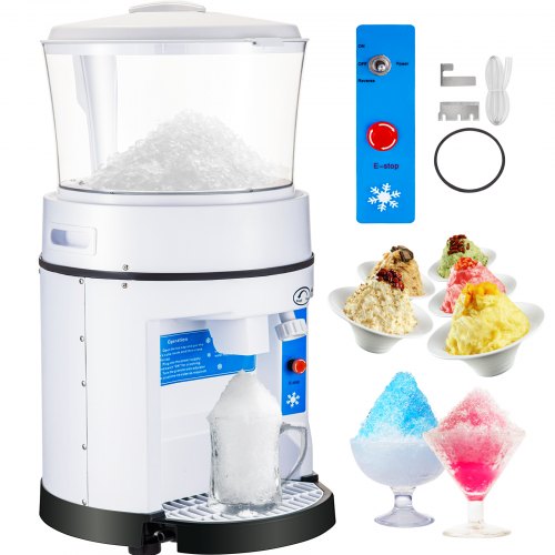 Commercial Ice Shaver Ice Crusher 1100lbs/h Snow Cone Maker 17.6lbs Hopper 350w