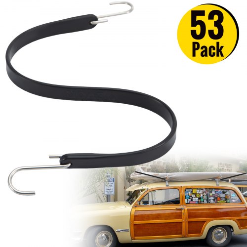 VEVOR Rubber Bungee Cords Natural Rubber Trap Straps 53 Pack 21" Long w/ S Hooks