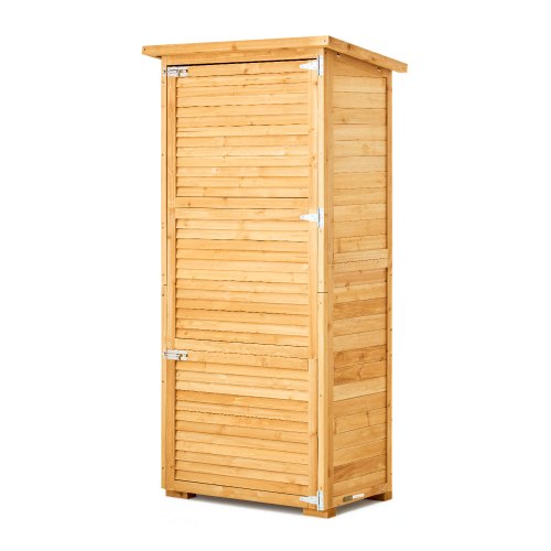 

Outdoor Wooden Storage Shed Waterproof Garden Tool Metal Shed with Lock 31.5x63.8 inch