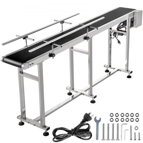 

VEVOR Belt Conveyor Length 71-Inch, PVC Conveyor Belt Width 7.8-Inch, Motorized Conveyor Industrial Transport Conveyor, w/ Double Guardrails Anti-static Adjustable Conveyor Table Electric Handling