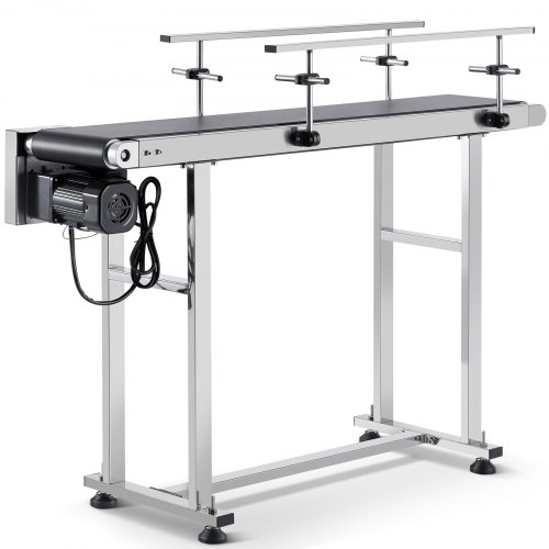 

VEVOR Belt Conveyor, 47 x 7.8 inch Conveyor Table, Heavy Duty Stainless Steel Motorized Belt Conveyor for Inkjet Coding Applications Powered PVC Belt Anti-Static Adjustable Speed (Double Guardrail)