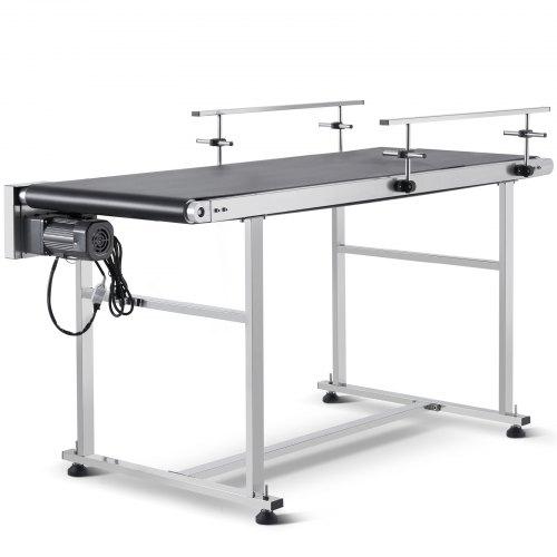 

VEVOR Belt Conveyor, 59 x 23.6 inch Conveyor Table, Heavy Duty Stainless Steel Motorized Belt Conveyor for Inkjet Coding Applications Powered PVC Belt Anti-Static Adjustable Speed (Double Guardrail)