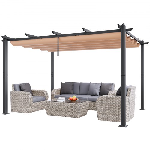 

VEVOR 10'x13' Outdoor Retractable Pergola with Canopy, Aluminum Pergola with Retractable Canopy, Modern Pergola with Sun Shade Canopy for Patios, Gardens, Decks, Backyards (Beige)