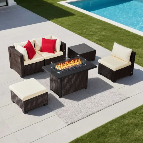 VEVOR 6-Piece Outdoor Patio Furniture Set Outdoor Sectional Conversation Sets