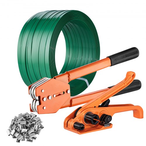 

VEVOR Banding Strapping Kit with Strapping Tensioner Tool, Banding Sealer Tool, 300 Metal Seals, 1000ft Length PET Band, Pallet Packaging Strapping Banding Kit Banding Packaging Strapping for Packing