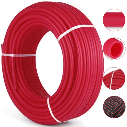 VEVOR Oxygen Barrier PEX Tubing - 1/2 Inch X 500 Feet Tube Coil - EVOH PEX-B Pipe for Residential Commercial Radiant Floor Heating Pex Pipe (1/2" O2-Barrier, 500Ft/Red)