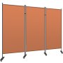 VEVOR Office Partition Room Divider Wall 102"x71" 3-Panel Office Divider Orange