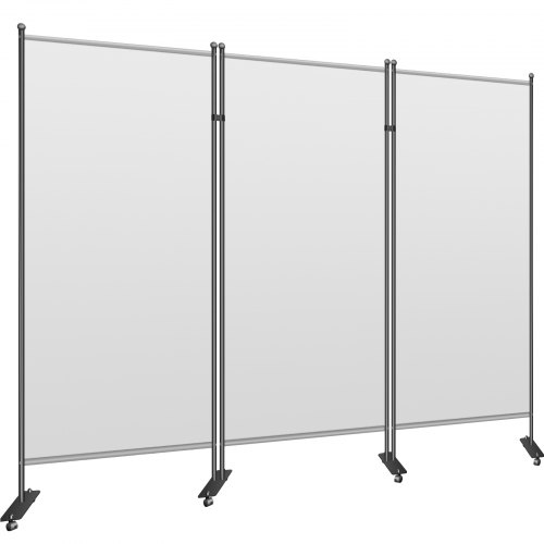 VEVOR Office Partition 102" W x 14" D x 71" H Room Divider 3-Panel Office Divider Folding Portable Office Walls with Non-See-Through Fabric Room Partition Light Gray for Room Office Restaurant