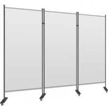 VEVOR Office Partition 102" W x 14" D x 71" H Room Divider Wall 3-Panel Office Divider Folding Portable Office Walls Dividers with Non-See-Through Fabric Room Partition Gray for Room Office Restaurant