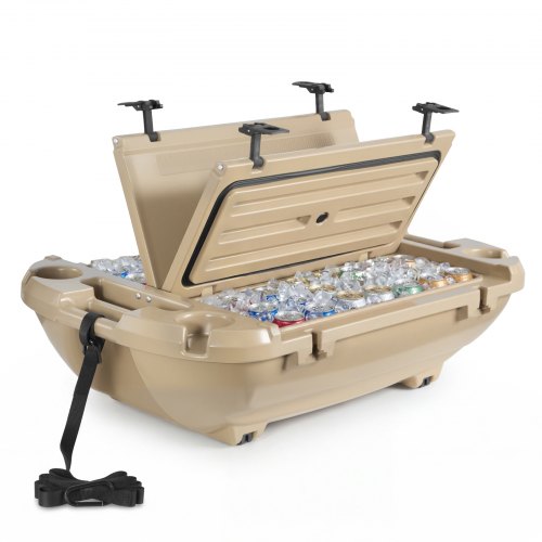 

VEVOR Floating Cooler, 40 QT Floating Ice Chest with Dry Storage & Tow Rope, Premium LLDPE Amphibious Drink Cooler for Water & Land, Cruise Smoothly Stable on Lake, River, Pool, Beach, Kayak, Apricot