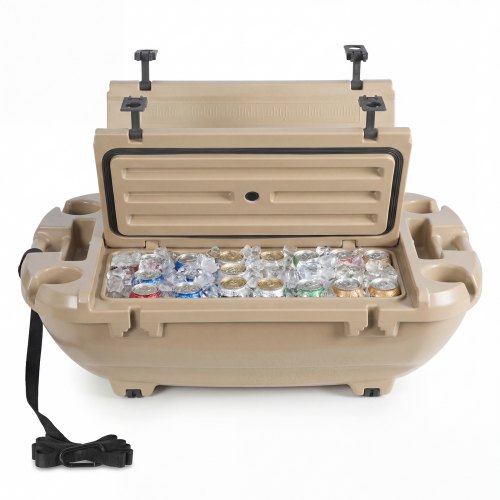 

VEVOR Floating Cooler, 40 QT Floating Ice Chest with Dry Storage & Tow Rope, Premium LLDPE Amphibious Drink Cooler for Water & Land, Cruise Smoothly Stable on Lake, River, Pool, Beach, Kayak, Apricot