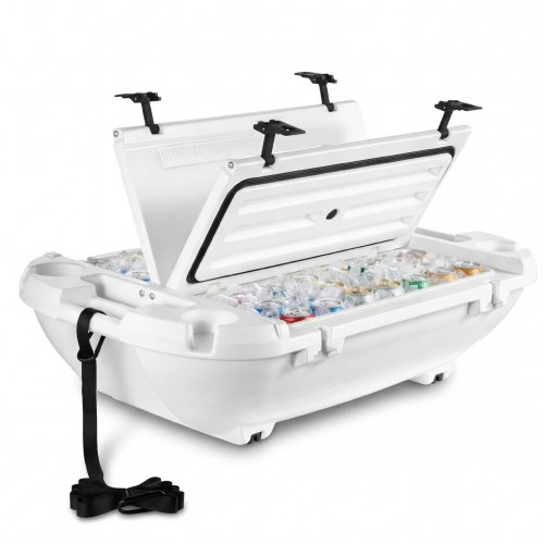 

VEVOR Floating Cooler, 40 QT Floating Ice Chest with Dry Storage & Tow Rope, Premium LLDPE Amphibious Drink Cooler for Water & Land, Cruise Smoothly Stable on Lake, River, Pool, Beach, Kayak, White